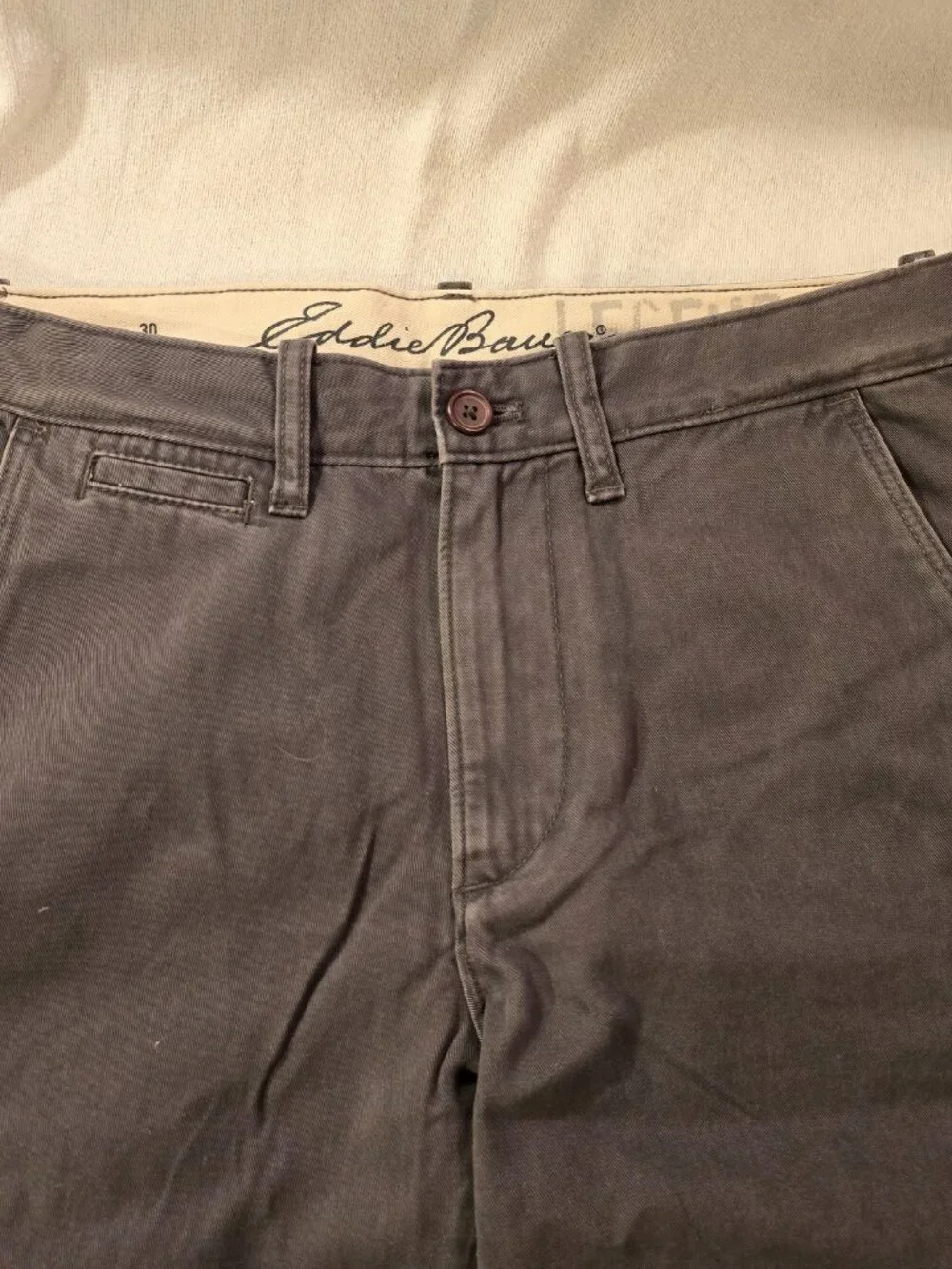 Eddie Bauer Legend Mens 30x30 Chino Pants Charcoal Grey Straight Leg Casual NEW